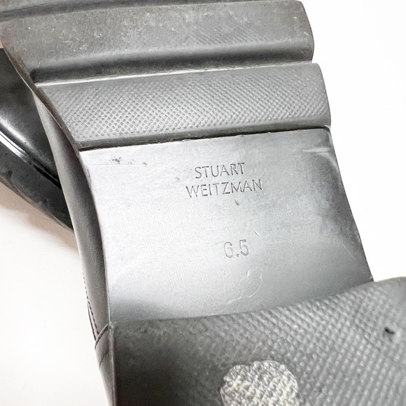 Stuart Weitzman Womens Black Leather Mid Calf Pull On Arlo Moto Boot Size 6.5 - Picture 6 of 10